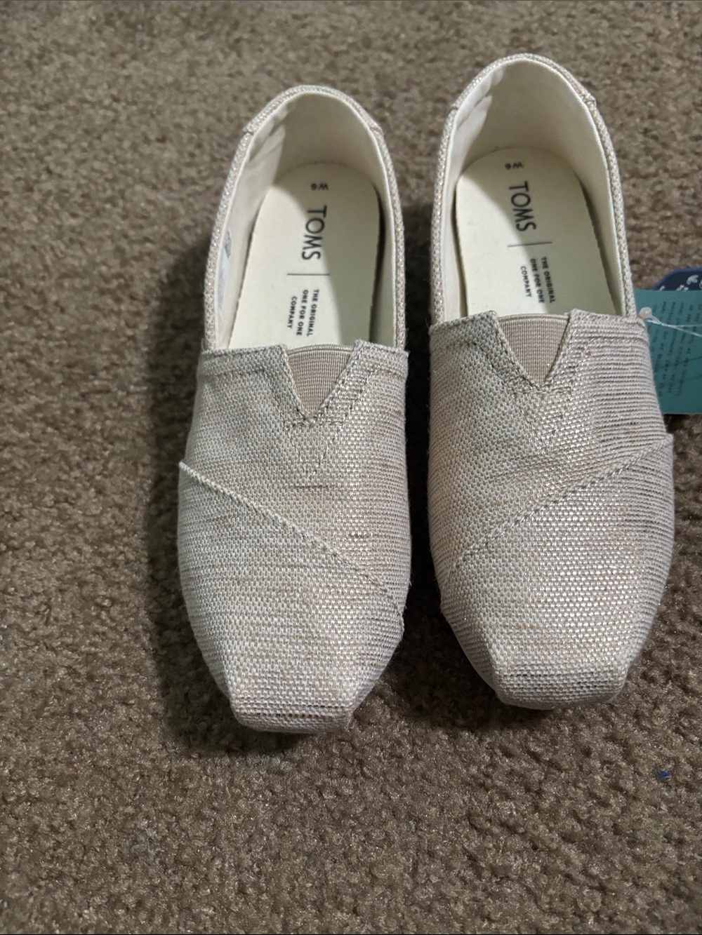 Toms Slip-On Loafers in Beige Sparkle
